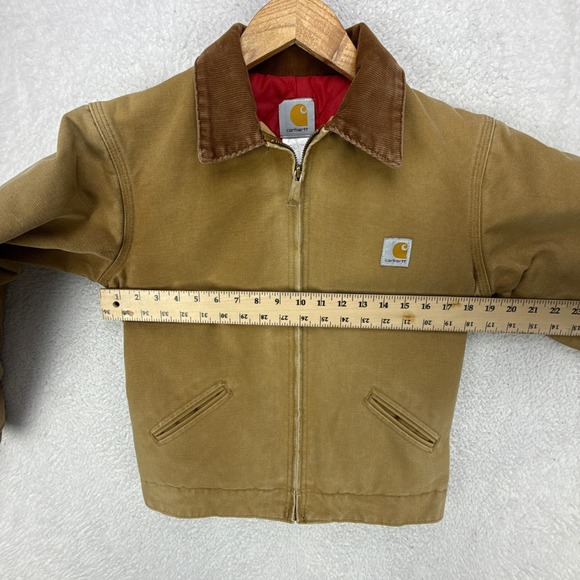 Carhartt Detroit Jacket Quilt Lined Youth 14 (XL) Y20 BRN Brown Red Lining - Picture 6 of 16